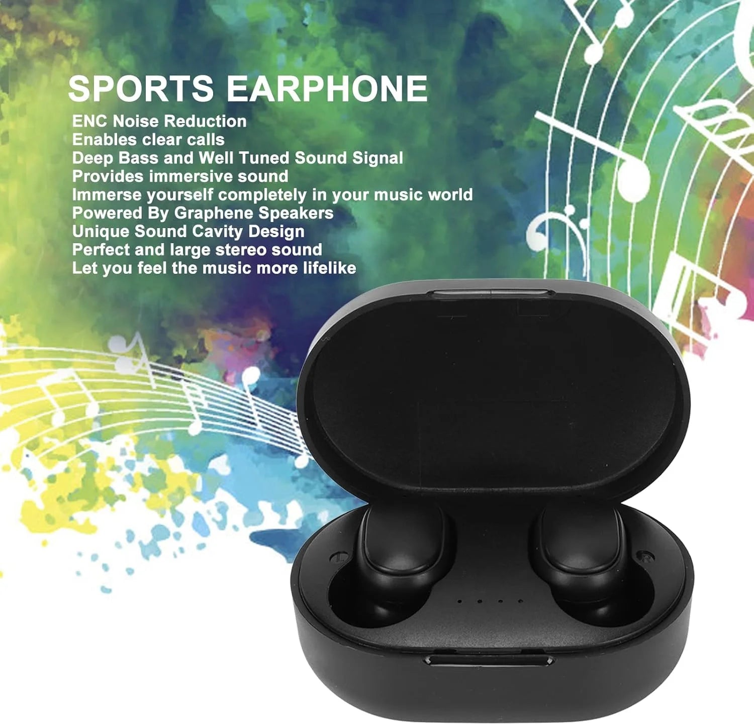 A6S Wireless Bluetooth Earphones - Sport Touch Control Headset With LED Display Stereo Sound For Xiaomi Huawei